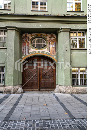 Entrance of the police headquarters in Munich, Lion Pit, Bavaria, Germany Entrance of the police headquarters in Munich, Lion Pit, Bavaria, Germany 140711697