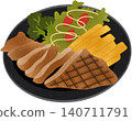 grilled steak with vegetable on plate 140711791