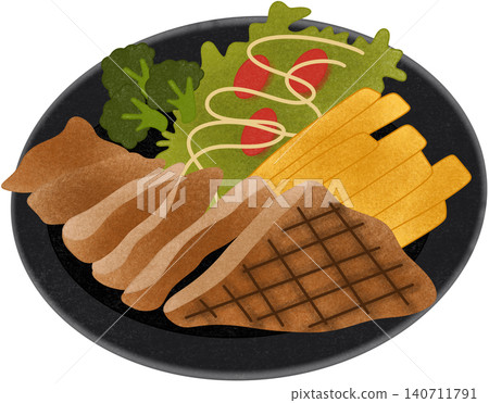 grilled steak with vegetable on plate 140711791