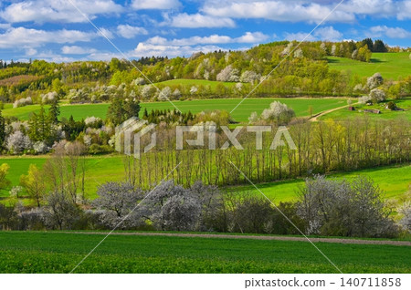 Beautiful spring landscape with nature - Czech Republic - Europe. Concept for travel and environment. Beautiful spring landscape with nature - Czech Republic - Europe. Concept for travel and environment. 140711858