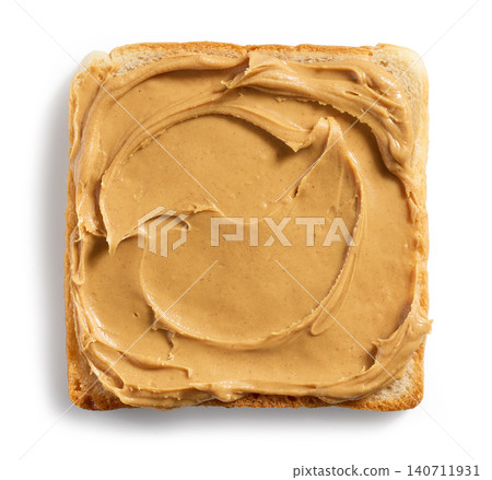 Peanut Butter Toast Isolated on White Background, Top View Peanut Butter Toast Isolated on White Background, Top View 140711931