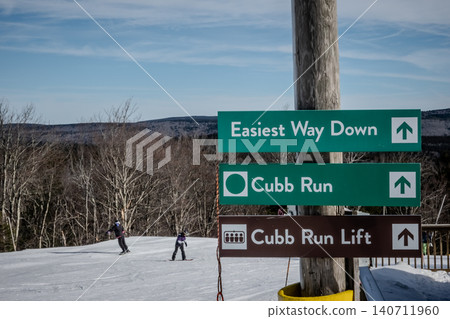 Snowshoe West Virginia Ski Resort Slopes with Groomed Snow Mountain Views Evergreen Trees Snowshoe West Virginia Ski Resort Slopes with Groomed Snow Mountain Views Evergreen Trees 140711960