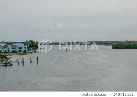 Clearwater Florida Waterfront Neighborhood Along Intracoastal Waterway with Residential Homes Docks Clearwater Florida Waterfront Neighborhood Along Intracoastal Waterway with Residential Homes Docks 140712131