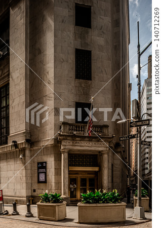 Historic New York Stock Exchange Entrance and Financial District Architecture in Lower Manhattan Historic New York Stock Exchange Entrance and Financial District Architecture in Lower Manhattan 140712269