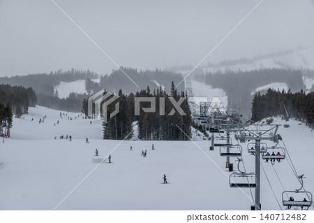 Breckenridge Ski Resort Colorado Base Area and Slopes with Skiers Chairlifts and Mountain Breckenridge Ski Resort Colorado Base Area and Slopes with Skiers Chairlifts and Mountain 140712482