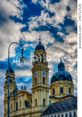 Theatine Church Towers Under Dramatic Munich Sky Theatine Church Towers Under Dramatic Munich Sky 140712526