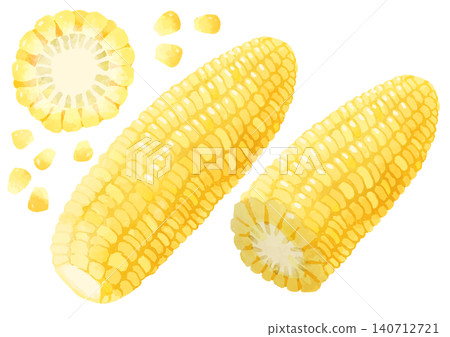 手繪水彩風格玉米插圖。 手繪水彩風格玉米插圖。 140712721