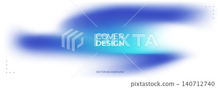 Abstract white and blue wide banner blurred holographic gradient. Minimalist pastel colored cover design. Vector abstract background. 140712740