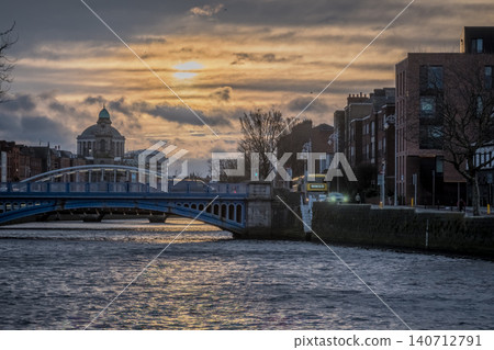 Dublin Ireland Cityscape Along River Liffey with Historic Bridges Waterfront Buildings Dublin Ireland Cityscape Along River Liffey with Historic Bridges Waterfront Buildings 140712791