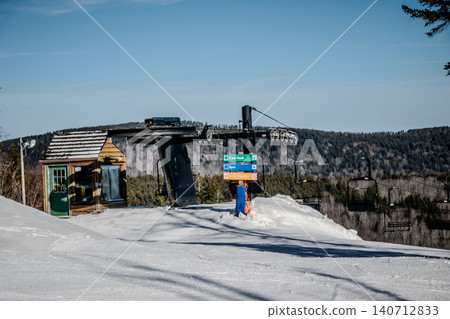 Snowshoe West Virginia Ski Resort Slopes with Groomed Snow Mountain Views Evergreen Trees   140712833