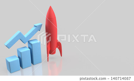 Rocket Launch And Rising Chart For Business Growth 3d render. Rocket Launch And Rising Chart For Business Growth 3d render. 140714087