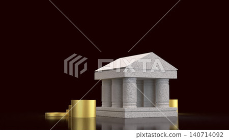 Classical Bank Building With Gold Coins Finance Concept 3d render. Classical Bank Building With Gold Coins Finance Concept 3d render. 140714092