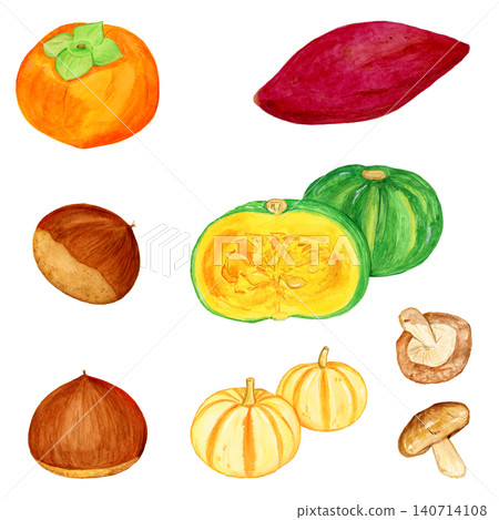 Autumn, autumn flavors, autumn, harvest, watercolor, hand-drawn, illustration Autumn, autumn flavors, autumn, harvest, watercolor, hand-drawn, illustration 140714108