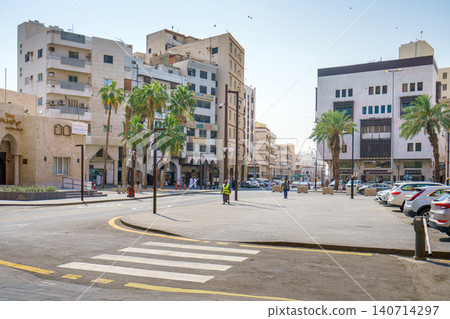 Jeddah, Saudi Arabia - Mar 08 2023, panoramic views of the streets of the old city of Jeddah, Saudi Arabia Jeddah, Saudi Arabia - Mar 08 2023, panoramic views of the streets of the old city of Jeddah, Saudi Arabia 140714297