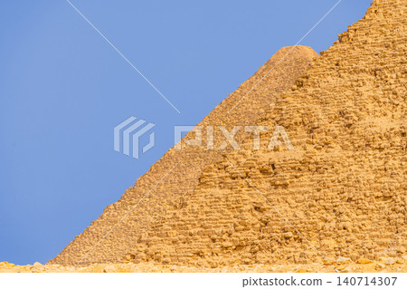 Giza, Egypt, Panoramic view of two of great Pyramids, Cheops and Khafren, at daytime 140714307