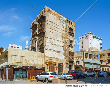Jeddah, Saudi Arabia - Mar 08 2023, panoramic views of the streets of the old city of Jeddah, Saudi Arabia Jeddah, Saudi Arabia - Mar 08 2023, panoramic views of the streets of the old city of Jeddah, Saudi Arabia 140714395