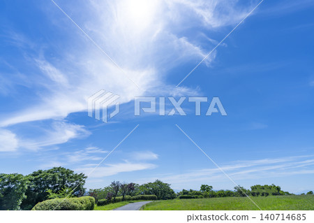 初夏的藍天、白雲和草原 初夏的藍天、白雲和草原 140714685