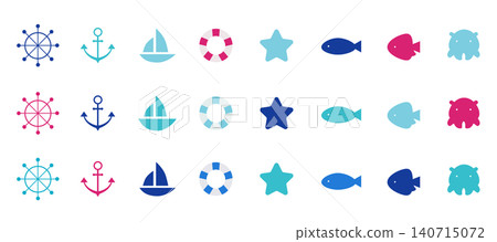 海洋主題圖示插畫集 - 標題 - 夏季賀卡 海洋主題圖示插畫集 - 標題 - 夏季賀卡 140715072