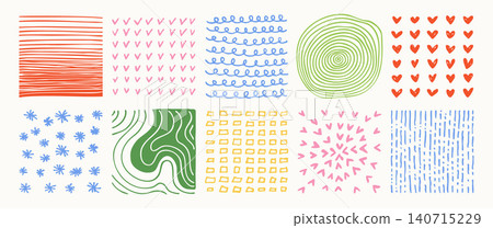 Hand drawn square abstract backgrounds patterns set doodle spots strokes crayon curves scribble Hand drawn square abstract backgrounds patterns set doodle spots strokes crayon curves scribble 140715229