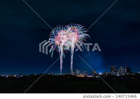 Colorful starbursts spread across the night sky 140715466