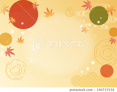 以秋季為主題的日式背景素材,包含秋葉和傳統日式圖案。 以秋季為主題的日式背景素材,包含秋葉和傳統日式圖案。 140715538