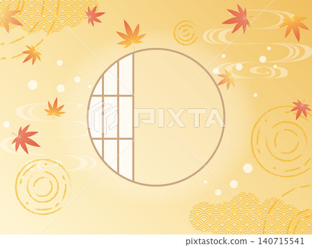 Autumn-themed Japanese-style background material featuring autumn leaves and traditional Japanese patterns. Autumn-themed Japanese-style background material featuring autumn leaves and traditional Japanese patterns. 140715541
