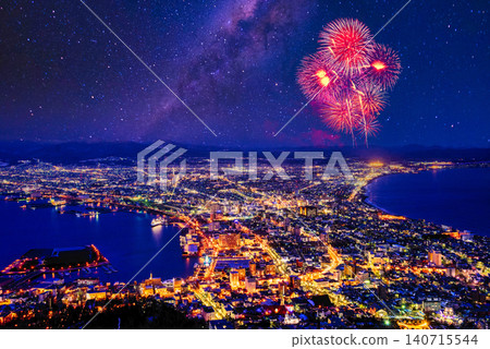 A million-dollar night view from Mount Hakodate in the depths of winter. A million-dollar night view from Mount Hakodate in the depths of winter. 140715544