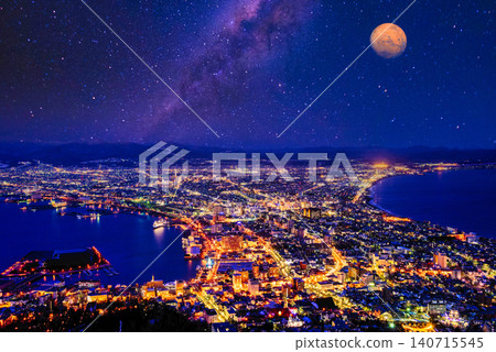 A million-dollar night view from Mount Hakodate in the depths of winter. 140715545