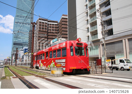 The Hankai Tramway running along Abeno-suji and Abeno Harukas The Hankai Tramway running along Abeno-suji and Abeno Harukas 140715626