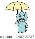 An illustration of a Triceratops wearing sunglasses and holding an umbrella. 140715787