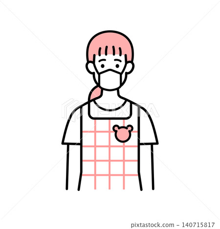 Female childcare worker wearing a mask 140715817
