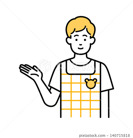帶人參觀的男性幼兒教育工作者 帶人參觀的男性幼兒教育工作者 140715818