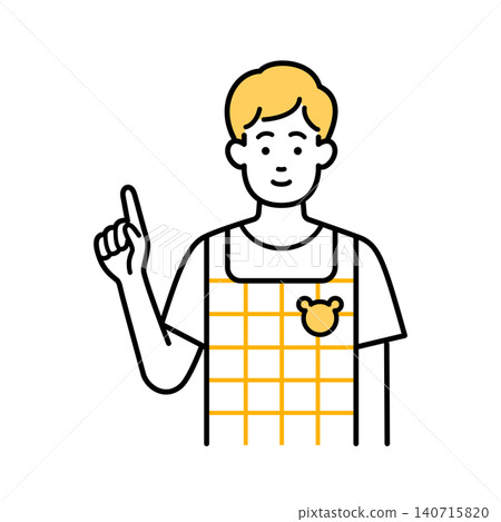 A male childcare worker points. A male childcare worker points. 140715820