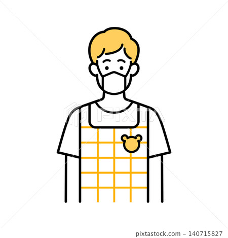 A male daycare worker wearing a mask. 140715827