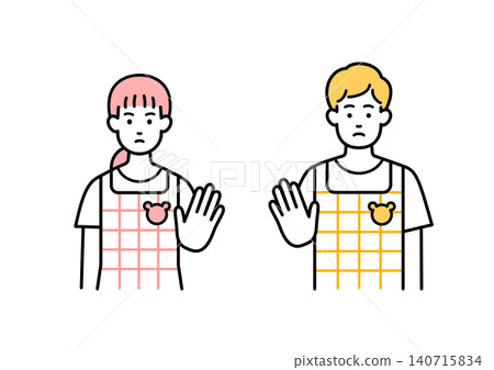 Male and female childcare workers giving instructions Male and female childcare workers giving instructions 140715834