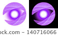 Abstract line material featuring a purple glowing energy orb and a luminous sphere on a transparent background. 140716066