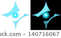 Abstract line material featuring a blue-glowing starburst and luminous rays of light on a transparent background. 140716067