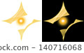 Abstract line material featuring a gold-shimmering starburst and luminous rays on a transparent background. 140716068
