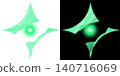 Abstract line material featuring a glowing green starburst and luminous rays of light on a transparent background. 140716069