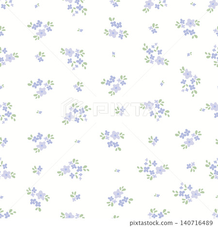 Soft lavender blue flower seamless pattern on white background. Delicate ditsy floral vector illustration for baby fabric, textile, wallpaper, wrapping paper, nursery decor and cottagecore design. Soft lavender blue flower seamless pattern on white background. Delicate ditsy floral vector illustration for baby fabric, textile, wallpaper, wrapping paper, nursery decor and cottagecore design. 140716489