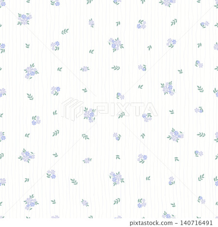 Soft lavender flower seamless pattern on white striped background. Delicate ditsy floral vector illustration for baby fabric, textile, wallpaper, wrapping paper, nursery and cottagecore decor. Soft lavender flower seamless pattern on white striped background. Delicate ditsy floral vector illustration for baby fabric, textile, wallpaper, wrapping paper, nursery and cottagecore decor. 140716491