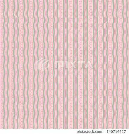 Seamless vintage stripe pattern vector with pink and green vertical lines. Retro hand-drawn wavy lines wallpaper illustration for cottagecore fabric, textile design, wrapping paper backdrop. Seamless vintage stripe pattern vector with pink and green vertical lines. Retro hand-drawn wavy lines wallpaper illustration for cottagecore fabric, textile design, wrapping paper backdrop. 140716517