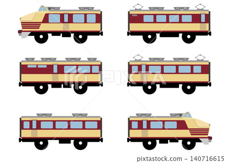 A set of toy-style illustrations of the 151 series limited express train. A set of toy-style illustrations of the 151 series limited express train. 140716615