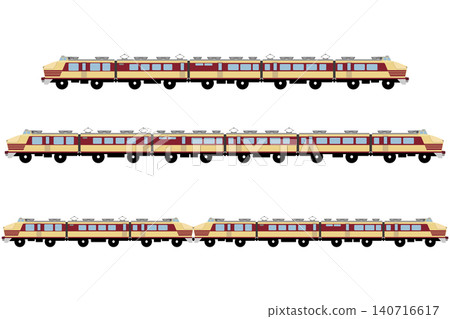 Toy-style illustration set of the 151 series limited express train (5-car, 6-car, and 7-car set with two leading cars coupled together) Toy-style illustration set of the 151 series limited express train (5-car, 6-car, and 7-car set with two leading cars coupled together) 140716617
