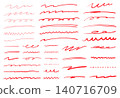Simple hand-drawn line material set red 140716709