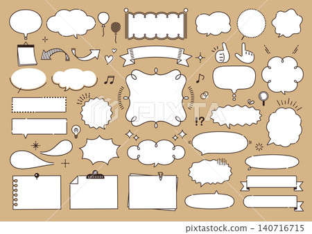 Pop and cute handwritten-style speech bubble and frame set Pop and cute handwritten-style speech bubble and frame set 140716715