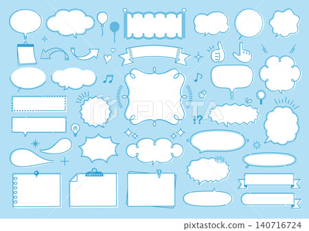 Pop and cute handwritten-style speech bubble and frame set Pop and cute handwritten-style speech bubble and frame set 140716724