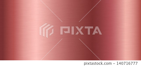 Pink gold metal gradient background. Pink golden metallic foil texture. Shiny polished sheet for label, plate, sign, tag. Brass steel brushed material surface wallpaper. Vector backdrop 140716777