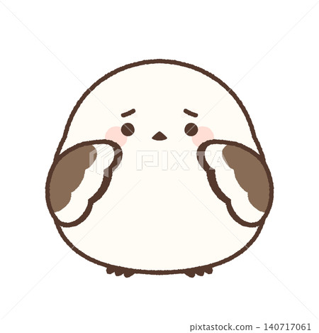A long-tailed tit with a troubled expression (front view) A long-tailed tit with a troubled expression (front view) 140717061