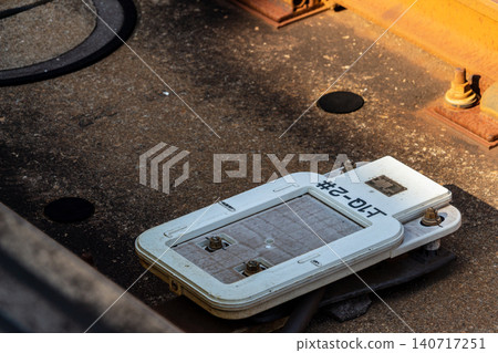 Close-up of the ATS ground coil (Automatic Train Stop system) that ensures safety on conventional railway lines. 140717251